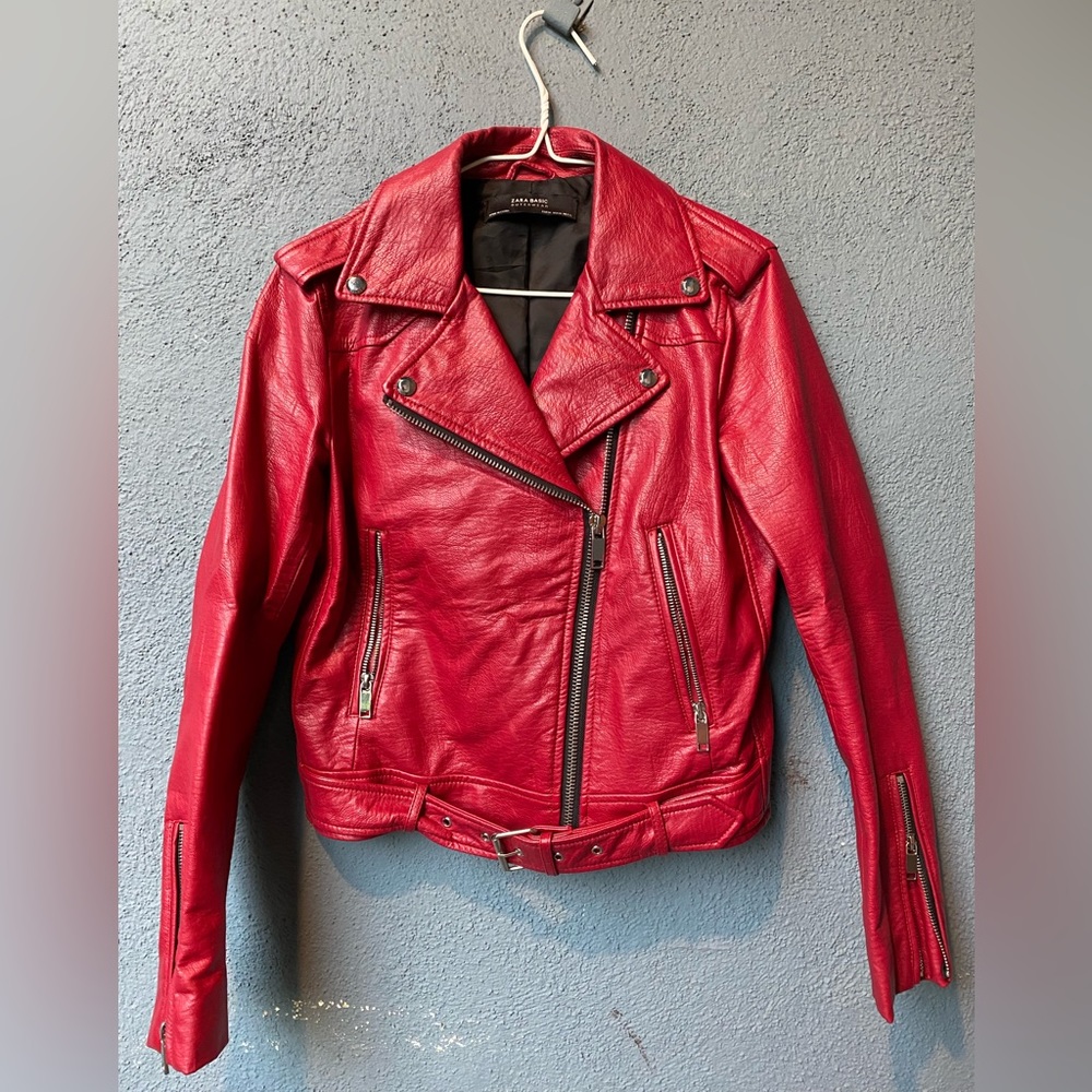 Zara red Moto jacket
